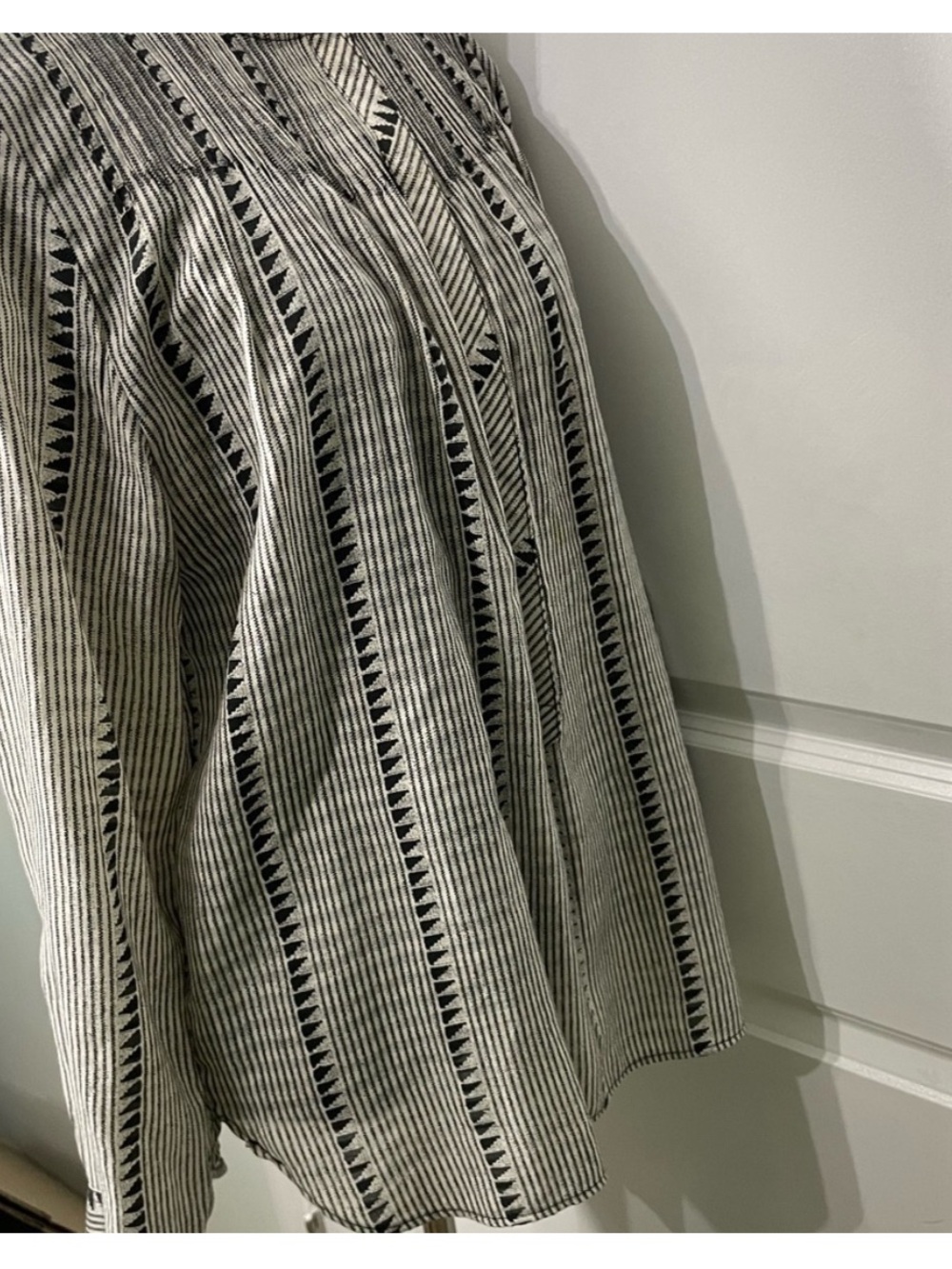 J Crew Black and White Striped Peasant Blouse size Small CB-10 - Picture 7 of 10